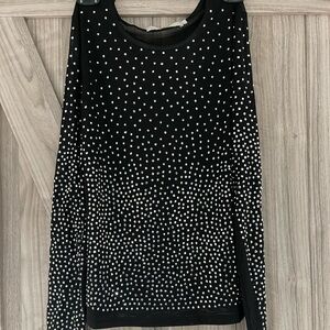 Sheer rhinestone long sleeve top